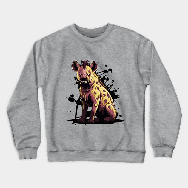 Scary African Spotted Hyena Crewneck Sweatshirt by irfankokabi